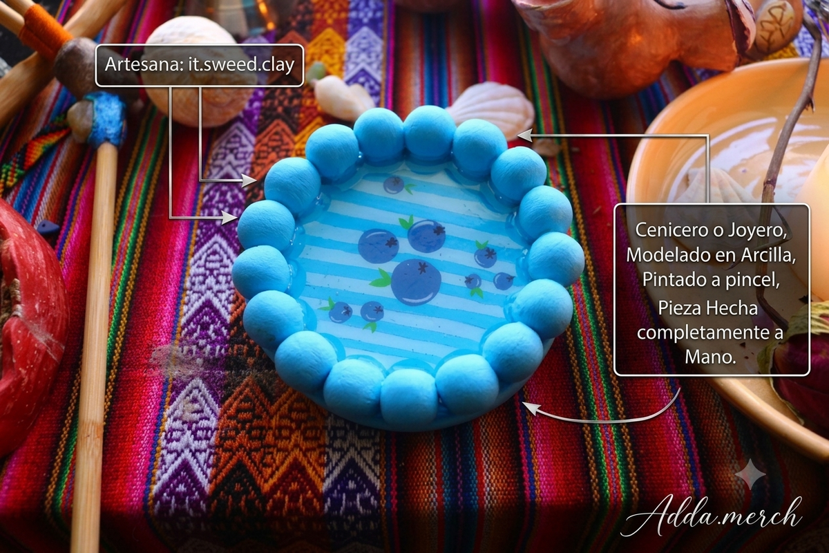 Joyero/Cenicero Frutal Azul/Verde - Sweed Clay