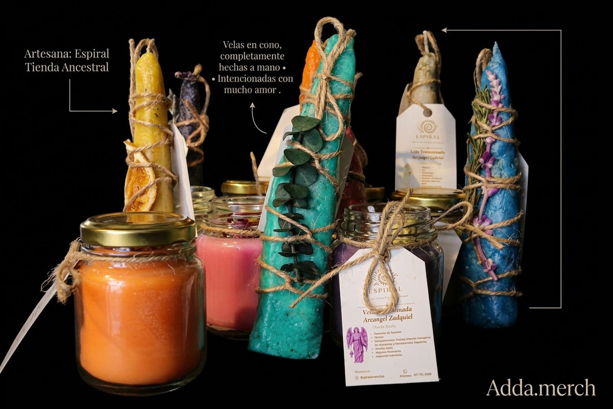 Velas en Cono, Hechas a mano e Intencionadas - Espiral Tienda Ancestral