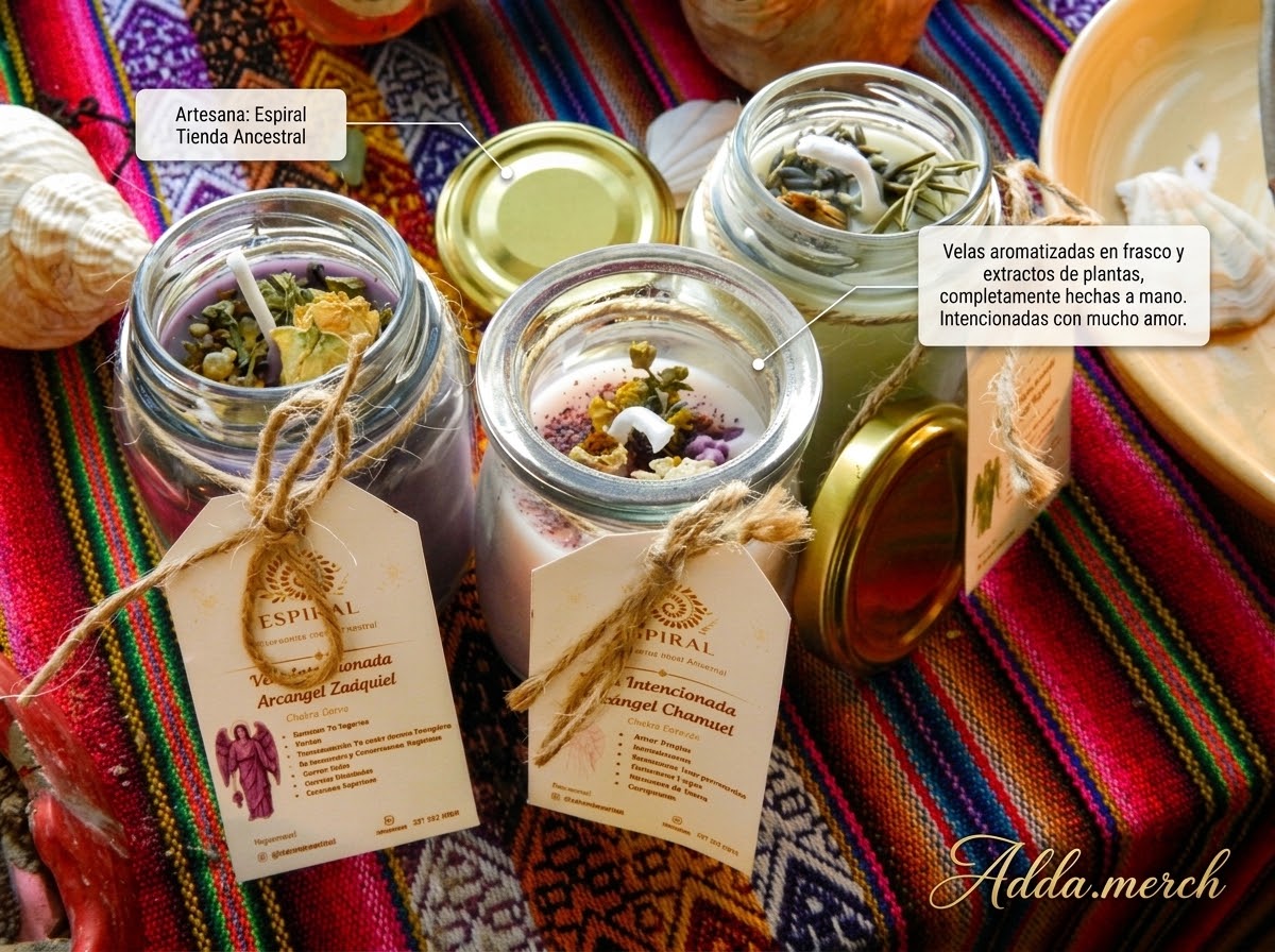 Velas en Frasco , Hechas a mano e Intencionadas - Espiral Tienda Ancestral